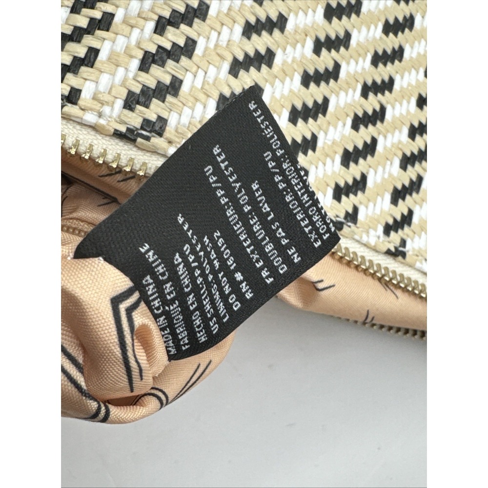 Moda Luxe Straw Cream Black White Foldover Clutch Crossbody Bag Resort Vacation - Picture 7 of 10